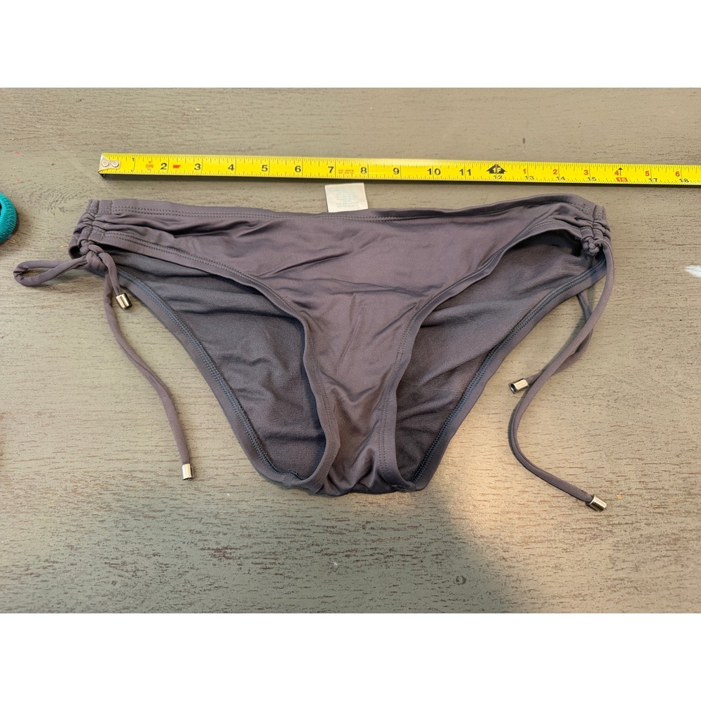 Kona Sol Womens Charcoal Gray Side Tie Bikini Bottom Medium